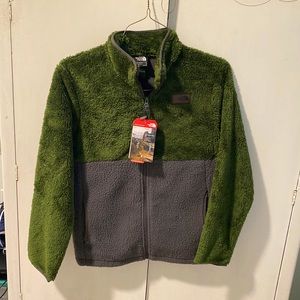 The North Face sherpa zip up jacket - green and grey NWT- size Large (14/16)